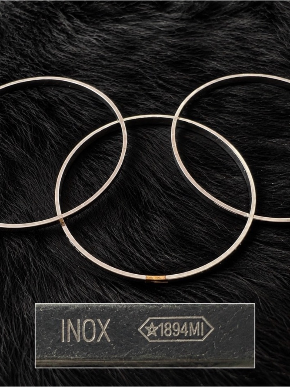 Bliss Silver-Tone Thin Stackable Bangle Set with small diamond insert
